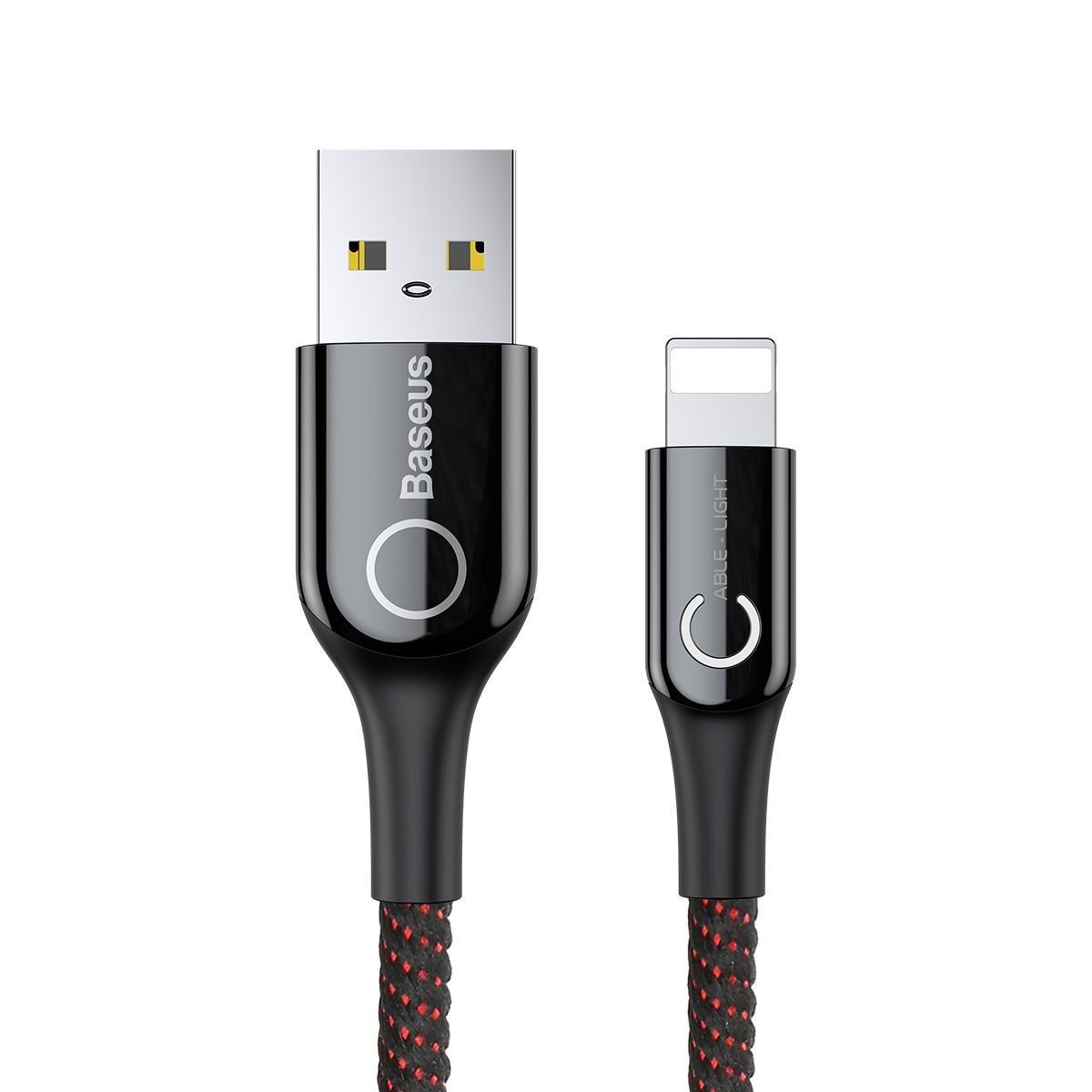 Кабель Baseus C-shaped USB - Lightning 2.4A (CALCD), цвет- черный+красный, длина -  1м